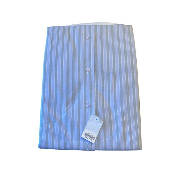 Fellini Mens Formal Shirt Size 42 16.5" 100% Cotton Blue & White Stripes - Picture 6 of 6